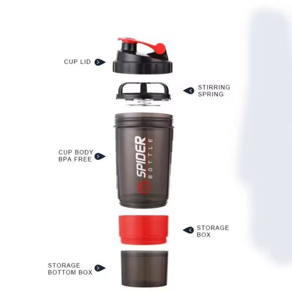 Shishe sportive 17oz + ndarje suplementesh, e përshtatshme për palestër dhe outdoor