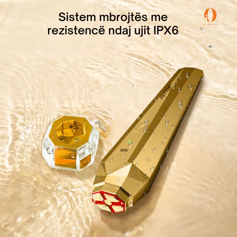 aparat-kozmetik-me-24k-ari Pajisje estetike me rezistencë ndaj ujit IPX6 për përdorim të sigurt në shtëpi.