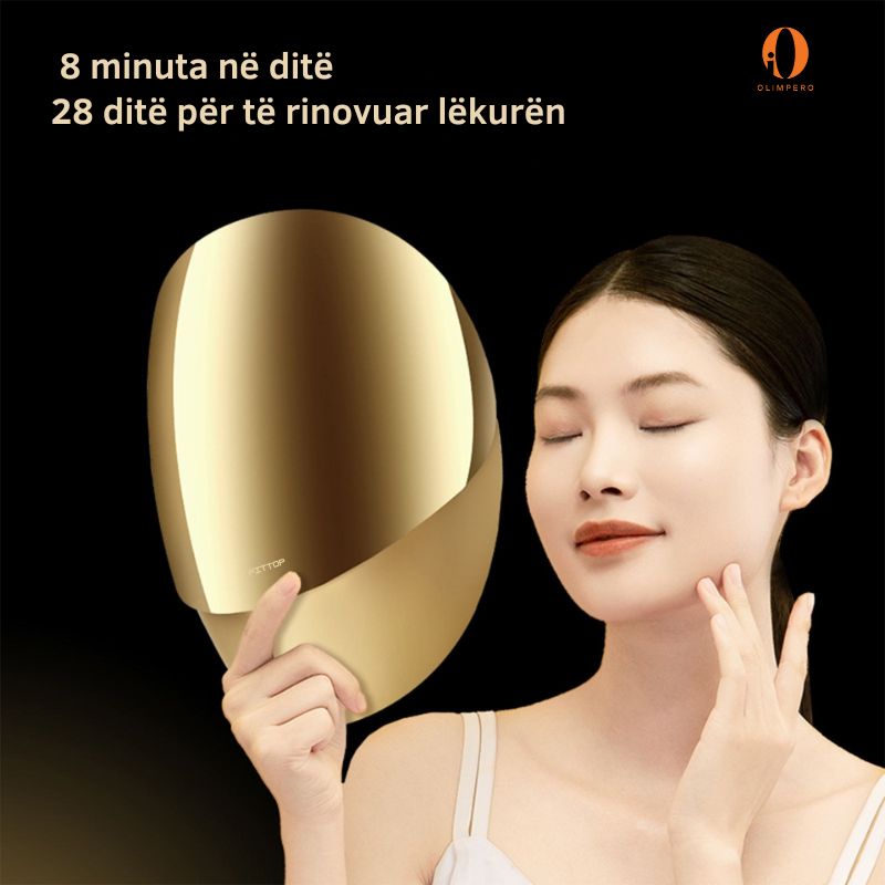maske-led-kunder-rrudhave Maskë LED e artë për trajtimin e fytyrës me dizajn elegant dhe efikasitet të lartë
