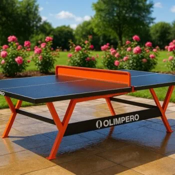 Tavolinë pingpongu Olimpero për jashtë në ngjyrë të zezë dhe portokalli, rezistente ndaj motit