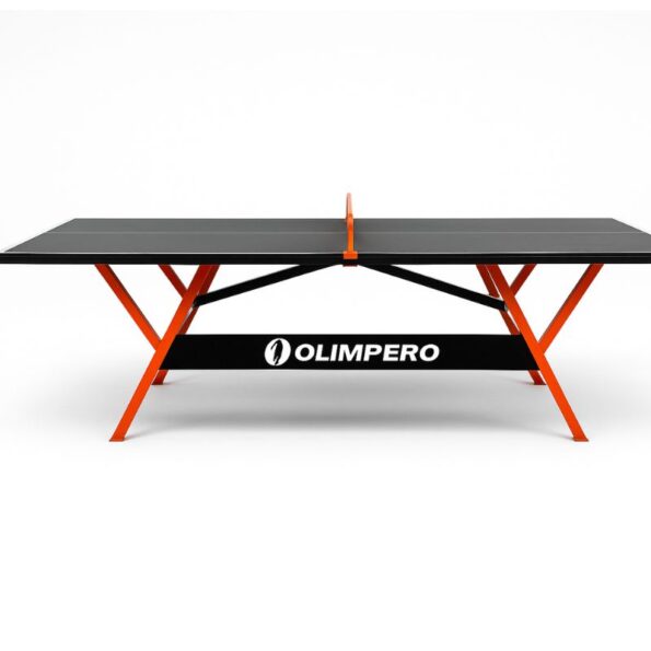 Tavolinë pingpongu rezistente ndaj ujit dhe rrezeve UV, ngjyrë e zezë me rrjetë portokalli