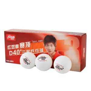 Top ping pong DHS D40+ 3-Star i bardhë me logon origjinale DHS
