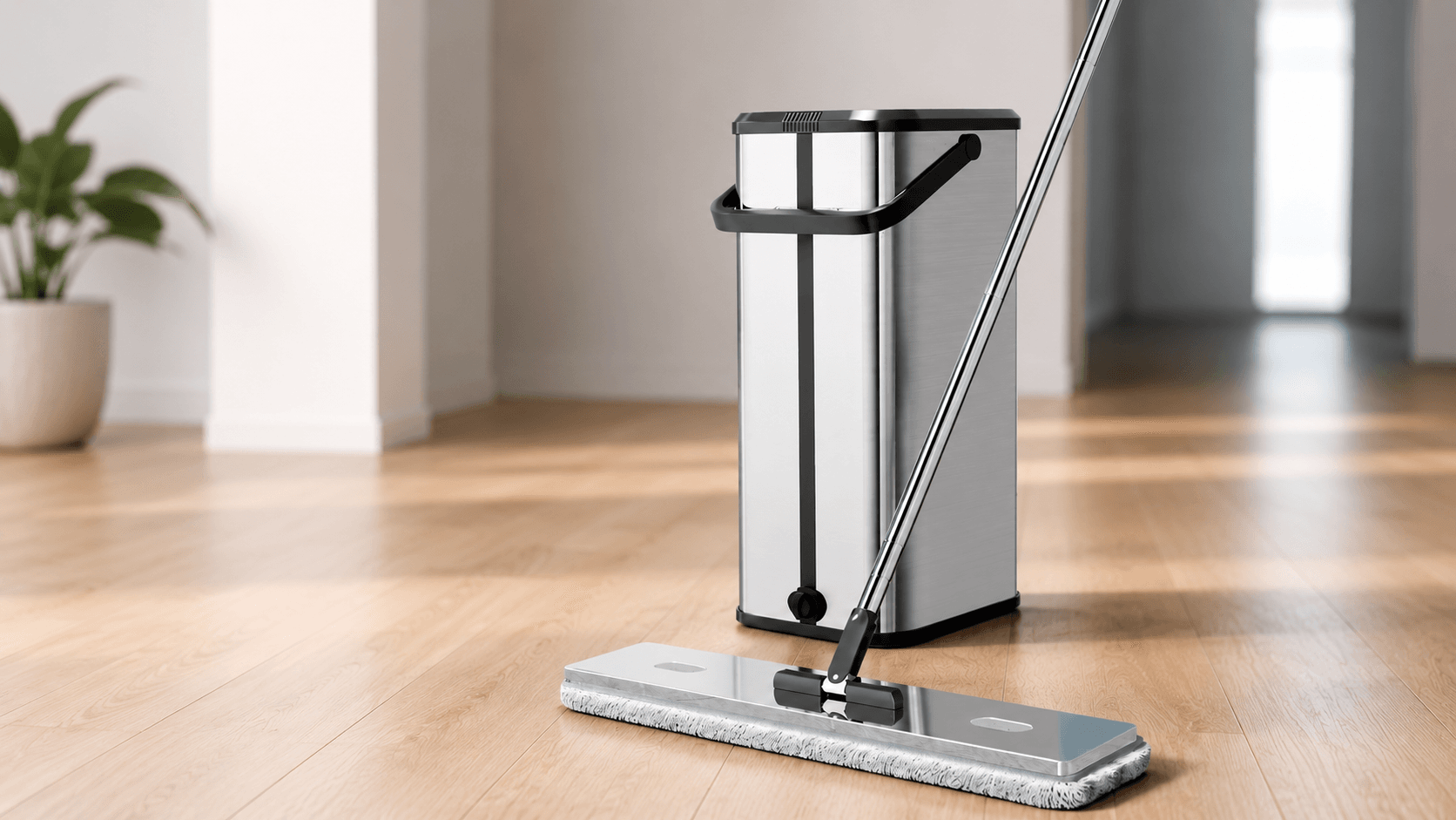 Kovë automatike me mop çeliku për pastrim